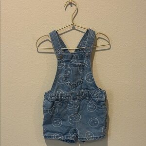 Kids Denim Overalls with Smiley Print